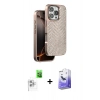 MARSİLYAN™- iPhone 16 Pro Max Kılıf Vadi Özel Seri - Siyah Bilvis 5in1 5D Magic Hayalet Cam Ekran Koruyucu + Raze Metal Kamera Lens - BZ