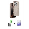 MARSİLYAN™- iPhone 16 Pro Max Kılıf Vadi Özel Seri - Siyah Bilvis 5in1 5D Magic Hayalet Cam Ekran Koruyucu + Raze Metal Kamera Lens - SH