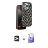 MARSİLYAN™- iPhone 16 Pro Max Kılıf Vadi Özel Seri - Siyah Bilvis 5in1 5D Magic Hayalet Cam Ekran Koruyucu + PVD Metal Kamera Lens - SH