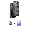 MARSİLYAN™- iPhone 16 Pro Max Kılıf Vadi Özel Seri - Siyah Bilvis 5in1 5D Magic Hayalet Cam Ekran Koruyucu + PVD Metal Kamera Lens - GS