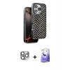 MARSİLYAN™- iPhone 16 Pro Max Kılıf Vadi Özel Seri - Siyah Bilvis 5in1 5D Magic Hayalet Cam Ekran Koruyucu + Pers Alüminyum Kamera Lens - GI