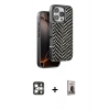 MARSİLYAN™- iPhone 16 Pro Max Kılıf Vadi Özel Seri - Siyah Bilvis Hayalet Cam Ekran Koruyucu + PVD Metal Kamera Lens - GS