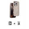 MARSİLYAN™- iPhone 16 Pro Max Kılıf Vadi Özel Seri - Siyah Bilvis Hayalet Cam Ekran Koruyucu + PVD Metal Kamera Lens - GS