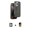MARSİLYAN™- iPhone 16 Pro Max Kılıf Vadi Özel Seri - Siyah Buffer Cam Ekran Koruyucu + PVD Metal Kamera Lens - GD