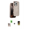 MARSİLYAN™- iPhone 16 Pro Max Kılıf Vadi Özel Seri - Siyah Buffer Cam Ekran Koruyucu + Natural Grey Raze Metal Kamera Lens