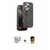 MARSİLYAN™- iPhone 16 Pro Max Kılıf Vadi Özel Seri - Siyah Buffer Cam Ekran Koruyucu + Pers Alüminyum Kamera Lens - GS