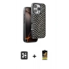 MARSİLYAN™- iPhone 16 Pro Max Kılıf Vadi Özel Seri - Siyah Buffer Cam Ekran Koruyucu + PVD Metal Kamera Lens - SH
