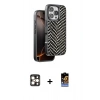 MARSİLYAN™- iPhone 16 Pro Max Kılıf Vadi Özel Seri - Siyah Buffer Hayalet Cam Ekran Koruyucu + PVD Metal Kamera Lens - GD
