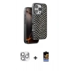 MARSİLYAN™- iPhone 16 Pro Max Kılıf Vadi Özel Seri - Siyah Buffer Hayalet Cam Ekran Koruyucu + Pers Alüminyum Kamera Lens - GS