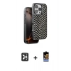 MARSİLYAN™- iPhone 16 Pro Max Kılıf Vadi Özel Seri - Siyah Buffer Hayalet Cam Ekran Koruyucu + Siyah PVD Metal Kamera Lens