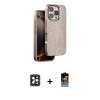 MARSİLYAN™- iPhone 16 Pro Max Kılıf Vadi Özel Seri - Siyah Buffer Hayalet Cam Ekran Koruyucu + Siyah PVD Metal Kamera Lens