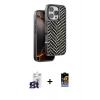 MARSİLYAN™- iPhone 16 Pro Max Kılıf Vadi Özel Seri - Siyah Buffer Hayalet Cam Ekran Koruyucu + Titanyum Gri Bilvis Titan Kamera Lens