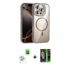 MARSİLYAN™- iPhone 16 Pro Max Kılıf Yadigar Asil Koleksiyonu - Şeffaf 360 Full Body Arka Koruyucu + Beyaz Raze Metal Kamera Lens