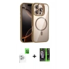 MARSİLYAN™- iPhone 16 Pro Max Kılıf Yadigar Asil Koleksiyonu - Şeffaf 360 Full Body Arka Koruyucu + Beyaz Raze Metal Kamera Lens