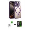 MARSİLYAN™- iPhone 16 Pro Max Kılıf Yadigar Asil Koleksiyonu - Şeffaf 360 Full Body Arka Koruyucu + Beyaz Raze Metal Kamera Lens