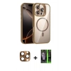 MARSİLYAN™- iPhone 16 Pro Max Kılıf Yadigar Asil Koleksiyonu - Şeffaf 360 Full Body Arka Koruyucu + Çöl Titanyum Pers Alüminyum Kamera Lens