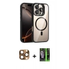 MARSİLYAN™- iPhone 16 Pro Max Kılıf Yadigar Asil Koleksiyonu - Şeffaf 360 Full Body Arka Koruyucu + Çöl Titanyum Pers Alüminyum Kamera Lens
