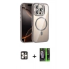 MARSİLYAN™- iPhone 16 Pro Max Kılıf Yadigar Asil Koleksiyonu - Şeffaf 360 Full Body Arka Koruyucu + PVD Metal Kamera Lens - GD