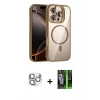 MARSİLYAN™- iPhone 16 Pro Max Kılıf Yadigar Asil Koleksiyonu - Şeffaf 360 Full Body Arka Koruyucu + Pers Alüminyum Kamera Lens - GS