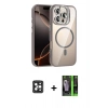 MARSİLYAN™- iPhone 16 Pro Max Kılıf Yadigar Asil Koleksiyonu - Şeffaf 360 Full Body Arka Koruyucu + PVD Metal Kamera Lens - SH