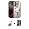 MARSİLYAN™- iPhone 16 Pro Max Kılıf Yadigar Asil Koleksiyonu - Şeffaf 360 Full Body Arka Koruyucu + Titanyum Gri Bilvis Titan Kamera Lens