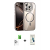 MARSİLYAN™- iPhone 16 Pro Max Kılıf Yadigar Asil Koleksiyonu - Şeffaf Pasifik Cam Ekran Koruyucu + Beyaz Raze Metal Kamera Lens