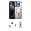 MARSİLYAN™- iPhone 16 Pro Max Kılıf Yadigar Asil Koleksiyonu - Şeffaf Pasifik Cam Ekran Koruyucu + Beyaz Raze Metal Kamera Lens