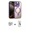 MARSİLYAN™- iPhone 16 Pro Max Kılıf Yadigar Asil Koleksiyonu - Şeffaf Pasifik Cam Ekran Koruyucu + Gümüş Pers Alüminyum Kamera Lens