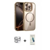 MARSİLYAN™- iPhone 16 Pro Max Kılıf Yadigar Asil Koleksiyonu - Şeffaf Pasifik Cam Ekran Koruyucu + Gümüş Pers Alüminyum Kamera Lens