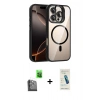 MARSİLYAN™- iPhone 16 Pro Max Kılıf Yadigar Asil Koleksiyonu - Şeffaf Pasifik Cam Ekran Koruyucu + Raze Metal Kamera Lens - SH