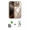 MARSİLYAN™- iPhone 16 Pro Max Kılıf Yadigar Asil Koleksiyonu - Şeffaf Pasifik Cam Ekran Koruyucu + Raze Metal Kamera Lens - SH