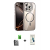 MARSİLYAN™- iPhone 16 Pro Max Kılıf Yadigar Asil Koleksiyonu - Şeffaf Pasifik Cam Ekran Koruyucu + Raze Metal Kamera Lens - SH