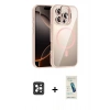 MARSİLYAN™- iPhone 16 Pro Max Kılıf Yadigar Asil Koleksiyonu - Şeffaf Pasifik Cam Ekran Koruyucu + Siyah PVD Metal Kamera Lens