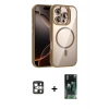 MARSİLYAN™- iPhone 16 Pro Max Kılıf Yadigar Asil Koleksiyonu - Siyah 360 Mat Full Body Arka Koruyucu + Gümüş PVD Metal Kamera Lens