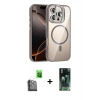 MARSİLYAN™- iPhone 16 Pro Max Kılıf Yadigar Asil Koleksiyonu - Siyah 360 Mat Full Body Arka Koruyucu + Siyah Raze Metal Kamera Lens