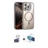 MARSİLYAN™- iPhone 16 Pro Max Kılıf Yadigar Asil Koleksiyonu - Siyah 3D Antistatik Cam Ekran Koruyucu + Bilvis Titan Kamera Lens - TMGI