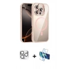 MARSİLYAN™- iPhone 16 Pro Max Kılıf Yadigar Asil Koleksiyonu - Siyah 3D Antistatik Cam Ekran Koruyucu + Pers Alüminyum Kamera Lens - GS