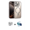 MARSİLYAN™- iPhone 16 Pro Max Kılıf Yadigar Asil Koleksiyonu - Siyah 3D Antistatik Cam Ekran Koruyucu + Pers Alüminyum Kamera Lens - GS