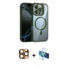 MARSİLYAN™- iPhone 16 Pro Max Kılıf Yadigar Asil Koleksiyonu - Siyah 3D Antistatik Cam Ekran Koruyucu + Pers Alüminyum Kamera Lens - CLTM