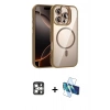 MARSİLYAN™- iPhone 16 Pro Max Kılıf Yadigar Asil Koleksiyonu - Siyah 3D Antistatik Cam Ekran Koruyucu + PVD Metal Kamera Lens - GS