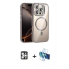 MARSİLYAN™- iPhone 16 Pro Max Kılıf Yadigar Asil Koleksiyonu - Siyah 3D Antistatik Cam Ekran Koruyucu + PVD Metal Kamera Lens - GS