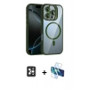 MARSİLYAN™- iPhone 16 Pro Max Kılıf Yadigar Asil Koleksiyonu - Siyah 3D Antistatik Cam Ekran Koruyucu + PVD Metal Kamera Lens - SH