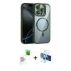 MARSİLYAN™- iPhone 16 Pro Max Kılıf Yadigar Asil Koleksiyonu - Siyah 3D Antistatik Cam Ekran Koruyucu + Raze Metal Kamera Lens - BZ