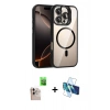 MARSİLYAN™- iPhone 16 Pro Max Kılıf Yadigar Asil Koleksiyonu - Siyah 3D Antistatik Cam Ekran Koruyucu + Raze Metal Kamera Lens - NLGY