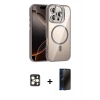 MARSİLYAN™- iPhone 16 Pro Max Kılıf Yadigar Asil Koleksiyonu - Siyah 3D Antistatik Hayalet Cam Ekran Koruyucu + PVD Metal Kamera Lens - GD