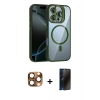 MARSİLYAN™- iPhone 16 Pro Max Kılıf Yadigar Asil Koleksiyonu - Siyah 3D Antistatik Hayalet Cam Ekran Koruyucu + Pers Alüminyum Kamera Lens - CLTM