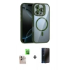 MARSİLYAN™- iPhone 16 Pro Max Kılıf Yadigar Asil Koleksiyonu - Siyah 3D Antistatik Hayalet Cam Ekran Koruyucu + Raze Metal Kamera Lens - NLGY