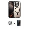 MARSİLYAN™- iPhone 16 Pro Max Kılıf Yadigar Asil Koleksiyonu - Siyah 3D Antistatik Hayalet Cam Ekran Koruyucu + Pers Alüminyum Kamera Lens - GI