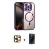 MARSİLYAN™- iPhone 16 Pro Max Kılıf Yadigar Asil Koleksiyonu - Siyah 3D Antistatik Hayalet Cam Ekran Koruyucu + Pers Alüminyum Kamera Lens - CLTM
