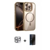 MARSİLYAN™- iPhone 16 Pro Max Kılıf Yadigar Asil Koleksiyonu - Siyah 3D Antistatik Hayalet Cam Ekran Koruyucu + Pers Alüminyum Kamera Lens - GI